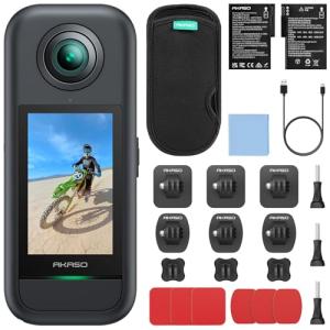 AKASO 360 Weatherproof 360° Action Camera and Adhesive Mount Kit Bundle