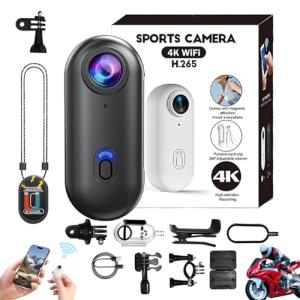 MGSTN Mini 120° 4k Camera for Recording, HD 1080p/4k Mini POV Pro Body Camera, Wearable Adventure Action Body Cam with Audio Video, Thumb Sports Cameras, for Vlogging Cycling Diving (Black, 4K)