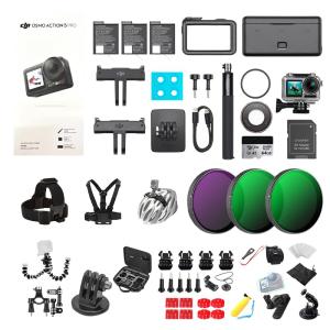 DJI Osmo Action 5 Pro Action Camera Adventure Combo + Multi-Accessory & Add Lens Filter Kit, 4K/120fps Waterproof Action Camera with 64G Card and 2 Extra Batteries, Recording with Image Stabilizing