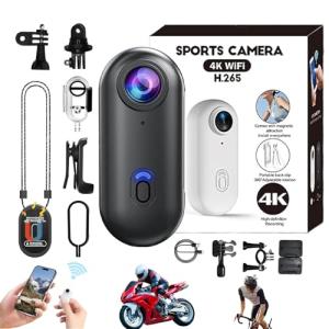 MGSTN HD Action Camera, Motorcycle Camera, 1080p/4k Hands Free POV Pro Mini Wearable Adventure Action Body Cam with Audio Video, Mount Anywhere, for Vlogging Cycling Diving (Black, 4K)