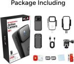 SJCAM C200 Action Camera 4K, POV Pocket Camera,Waterproof, Stabilization, Wide FOV Wearable Portable Vlogging Camera, Built-in Spkr & Mic for Vlogging, Black
