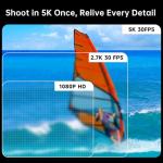 ODDV 5K30FPS Waterproof Action Camera with 64GB Card, IPX7 & 34FT Underwater Cameras, EIS 2.0 Stabilization, 2.4" Touch Screen, 2x1350mAh Batteries for Diving, Cycling, Outdoor Sports (Black)