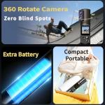 Jinpei 6K UHD Action Camera, Vlog Travel & Pet Cam with Sony Sensor, EIS Stabilization, WiFi, Up to 10 Hours Recording, Free 64GB Card, JS-11B