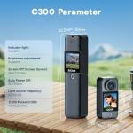 SJCAM C300 Vlogging Combo, 4K Pocket Action Camera,7Hour Power,6-Axis Stabilization,Dual-Touch Screen 154° Wide FOV Video Body Camera,Waterproof,for Vlogging YouTube Creators,Black 64G Card,Gifts