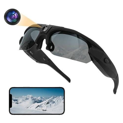 JJPOBYL Sport Camera with WiFi, Camera Sunglasses for Outdoor Sports & Vloging, Supports iOS & Android (No Memory Card Included)