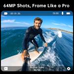 ODDV 5K30FPS Waterproof Action Camera with 64GB Card, IPX7 & 34FT Underwater Cameras, EIS 2.0 Stabilization, 2.4" Touch Screen, 2x1350mAh Batteries for Diving, Cycling, Outdoor Sports (Black)