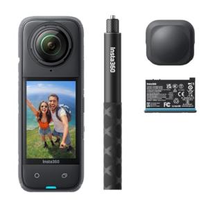 Insta360 X4 Starter Bundle - 8K Waterproof 360 Action Camera, 4K Wide-Angle Video, Invisible Selfie Stick Effect, Removable Lens Guards, 135 Min Battery Life, AI Editing, Stabilization, for Sports