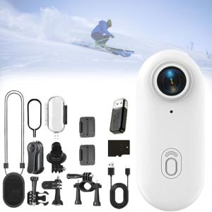 POV Camera, Waterproof Capture Camera, 4K Thumb Action Cameras, 4k MINI Action Cam, 170° Wide Angle, for Cycling, Pet Walking and Outdoors Activities (White,32g)