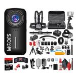 SJCAM C110 Plus Action Camera with 4K Video, Gyro Stabilization, and Audio Recording, Bundle Including: 64GB Micro SD Card, 50-in-1 Action Kit, Card Reader, Card Wallet, and USB-C Adapter