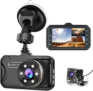 CHORTAU Dual Dash Cam: 3" Full HD with Wide Angle