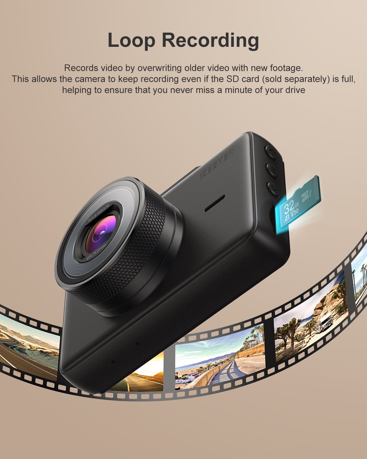 iZEEKER 1080P Dash Cam with Night Vision