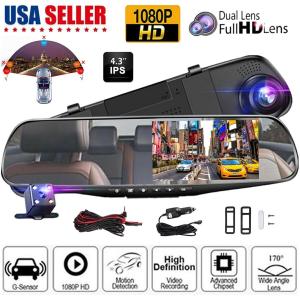 1080P HD Dual Dash Cam Car DVR Front Rear Camera