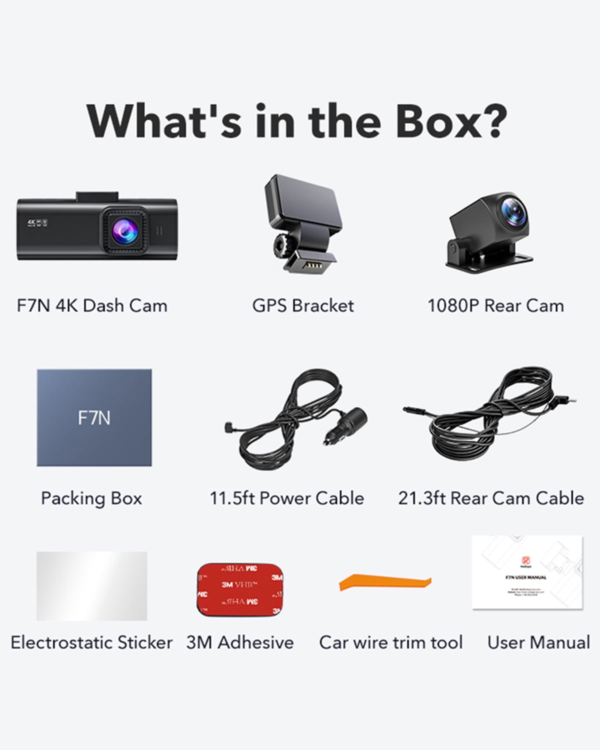 REDTIGER 4K Front/Rear Dash Cam with Wi-Fi
