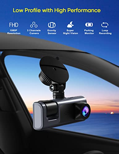 Triple-channel 1080P Car Dash Cam with Night Vision