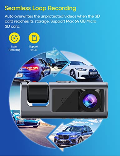 Triple-channel 1080P Car Dash Cam with Night Vision