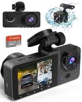 4K 3-Channel Dash Cam - Front&Rear, Wide-Angle