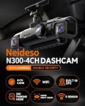 Neideso 360° Dash Cam Front and Rear Inside, 4 Channel FHD 4 * 1080P, Wi-Fi GPS Voice Control Car Camera, Front 2K+1080P*2 Dash Camera for Cars, with 64GB SD Card, Night Vision, 24H Parking Mode(N300)