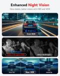 REDTIGER F17 4K 3 Channel Dash Cam, 5GHz WiFi Built-in GPS with 64GB Card, 2160P+1080P+1080P Front and Rear Inside, Triple Car Camera with 3 Inch Screen, IR Night Vision, G Sensor, WDR, Parking Mode