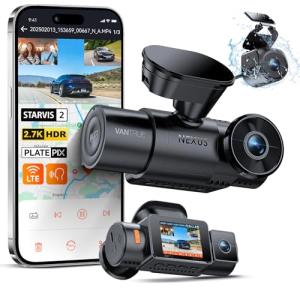Vantrue N4S 3 Channel Front Inside Rear Dash Cam, 2.7K+1440P+1440P WiFi Dash Camera w/PlatePix™, STARVIS 2 x HDR x IR Night Vision, Voice Control, GPS, 24/7 Parking Mode, LTE Support, Support 1TB Max