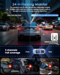 OMBAR T1 4K 3 Channel Dash Cam, STARVIS 2 IMX678 Sensors, Free 128GB Card, 2025 New Full Color HDR Night Vision, 4K+1080P+1080P Triple Car Camera,5G WiFi, 24H Parking Mode, Support 512GB Max