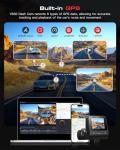 3 Channel 4K Dash Cam, Dash Camera for Cars with STARVIS 2 HDR Night Vision, 4K+1080P+1080P Front Inside and Rear Triple Car Camera, GPS, 24H Parking Mode, Free 64GB Card