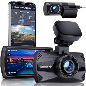 Real 4K 30fps Dash Cam Front and Rear, 2 Channel HDR with Top-Level Sensor, 5.8GHz Wi-Fi GPS G-Sensor 3.3'' Big IPS, Super Night Vision, Parking Mode, Dash Camera for Cars with App, Support 512GB Max