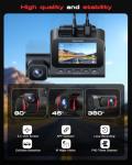 3 Channel 4K Dash Cam, Dash Camera for Cars with STARVIS 2 HDR Night Vision, 4K+1080P+1080P Front Inside and Rear Triple Car Camera, GPS, 24H Parking Mode, Free 64GB Card