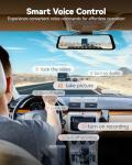 WOLFBOX G850 PRO 4K Mirror Dash Cam with ADAS and BSD, Smart Rear View Mirror with 5.8GHz WiFi, Voice Control, 12 inches Rear View Mirror Camera Includes 64GB Card, GPS, G-Sensor, Loop Recording