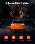 WOLFBOX G850 PRO 4K Mirror Dash Cam with ADAS and BSD, Smart Rear View Mirror with 5.8GHz WiFi, Voice Control, 12 inches Rear View Mirror Camera Includes 64GB Card, GPS, G-Sensor, Loop Recording