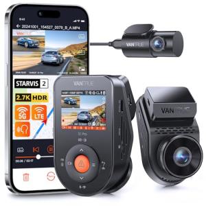 Vantrue S1 Pro Dual 1440P Dash Cam Front and Rear, Dash Camera w/2.7K, STARVIS 2, HDR Night Vision, 5G WiFi, 60FPS, Optional Remote Live View, GPS, Voice Control,24/7 Parking Mode, Support 512GB Max