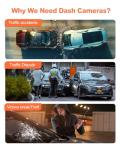 Real 4K 30fps Dash Cam Front and Rear, 2 Channel HDR with Top-Level Sensor, 5.8GHz Wi-Fi GPS G-Sensor 3.3'' Big IPS, Super Night Vision, Parking Mode, Dash Camera for Cars with App, Support 512GB Max