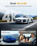 GKU 4K 3 Channel Dash Cam, 5.8GHz WiFi Built-in GPS, 4K+1080P+1080P Dash Cam Front and Rear Inside, 64GB Card Inserted, 24H Park Mode, Triple Car Camera 3 Inch Screen