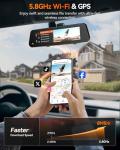 WOLFBOX G900 PRO Mirror Dash Cam with STARVIS 2 IMX678, 12 inches Rear View Mirror Camera with Front 4K and Rear 2.5K, Included 128GB Card, Voice Control, 5.8GHz WiFi, Loop Recording, G-Sensor & GPS