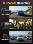QCONTROL® 4K 5G WiFi 3 Channel Dash Cam Front and Rear Inside, 4K+1080P+1080P Dash Camera for Cars, GPS Dashcam, Car Camera with 3-Inch Screen, IR Night Vision, 24Hr Parking Mode, G-Sensor, 64GB Card