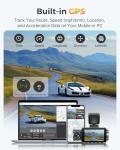 GKU 4K 3 Channel Dash Cam, 5.8GHz WiFi Built-in GPS, 4K+1080P+1080P Dash Cam Front and Rear Inside, 64GB Card Inserted, 24H Park Mode, Triple Car Camera 3 Inch Screen