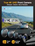 QCONTROL® 4K 5G WiFi 3 Channel Dash Cam Front and Rear Inside, 4K+1080P+1080P Dash Camera for Cars, GPS Dashcam, Car Camera with 3-Inch Screen, IR Night Vision, 24Hr Parking Mode, G-Sensor, 64GB Card