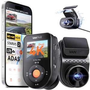 Vantrue S1 Pro Max 4K+4K Dash Cam Front and Rear, Dual 2160P Dash Camera with STARVIS 2 HDR PlatePix™ Night Vision, 5GHz WiFi, GPS Speed, 24/7 Parking Mode, ADAS/BSD, Optional LTE, Supports 1TB Max