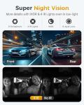 GKU 4K 3 Channel Dash Cam, 5.8GHz WiFi Built-in GPS, 4K+1080P+1080P Dash Cam Front and Rear Inside, 64GB Card Inserted, 24H Park Mode, Triple Car Camera 3 Inch Screen