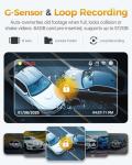 GKU 4K 3 Channel Dash Cam, 5.8GHz WiFi Built-in GPS, 4K+1080P+1080P Dash Cam Front and Rear Inside, 64GB Card Inserted, 24H Park Mode, Triple Car Camera 3 Inch Screen