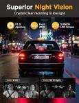QCONTROL® 4K 5G WiFi 3 Channel Dash Cam Front and Rear Inside, 4K+1080P+1080P Dash Camera for Cars, GPS Dashcam, Car Camera with 3-Inch Screen, IR Night Vision, 24Hr Parking Mode, G-Sensor, 64GB Card