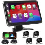 Losuudy 4 Channel Backup Camera Dash Cam System for Trucks, RVs, Trailers, Carplay & Android Auto, 10'' Touch Screen Monitor, 4 HD1080P Wired Rearview Reverse Cameras with Night Vision, IP68-rated.