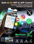 QCONTROL® 4K 5G WiFi 3 Channel Dash Cam Front and Rear Inside, 4K+1080P+1080P Dash Camera for Cars, GPS Dashcam, Car Camera with 3-Inch Screen, IR Night Vision, 24Hr Parking Mode, G-Sensor, 64GB Card
