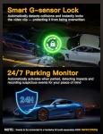 QCONTROL® 4K 5G WiFi 3 Channel Dash Cam Front and Rear Inside, 4K+1080P+1080P Dash Camera for Cars, GPS Dashcam, Car Camera with 3-Inch Screen, IR Night Vision, 24Hr Parking Mode, G-Sensor, 64GB Card