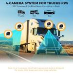 Losuudy 4 Channel Backup Camera Dash Cam System for Trucks, RVs, Trailers, Carplay & Android Auto, 10'' Touch Screen Monitor, 4 HD1080P Wired Rearview Reverse Cameras with Night Vision, IP68-rated.