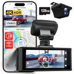 REDTIGER 4K HDR Dash Cam Front and Rear, STARVIS 2 Sensor, 5.8GHz WiFi APP, 3.18" Touchscreen, Voice Control, 128G Card Included, WDR, Dash Camera for Cars with GPS, 24H Parking Mode(F7N Elite)