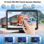 Losuudy 4 Channel Backup Camera Dash Cam System for Trucks, RVs, Trailers, Carplay & Android Auto, 10'' Touch Screen Monitor, 4 HD1080P Wired Rearview Reverse Cameras with Night Vision, IP68-rated.