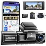AZDOME M550 Max 4K 3 Channel Dash Cam, Dual STARVIS Sensors, 4K+2.5K+1080P Front and Rear Inside Triple Car Camera, Built-in WiFi GPS, 64GB Card Included, IR Night Vision, WDR, 24H Parking Mode