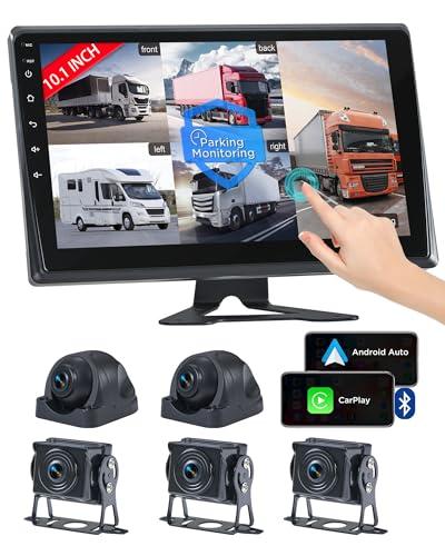 VOONOA RV Camera System with Carplay Android Auto, 5 1080P Backup Camera Dash Cam & 10.1" HD Android 13 Touch Screen Parking Monitoring Navigation DVR BT for RV Trailer Truck Camper Motorhome