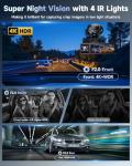 OVAMAN 4K+1080P+1080P 3 Channel Dash Cam Front and Rear Inside with Free 64GB Card,3.2 Inch Screen Dash Camera for Cars,5.8GHz WiFi Built-in GPS, IR Night Vision Dashcam,24H Parking Mode,G-Sensor