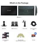 4 Channel 1080p Backup Camera Dash Cam for RV/Truck/Trailer/Van/SUV/Cars,10.2 Inch Touch Screen Quad Split Parking Monitor with DVR Recording/Playback/Bluetooth/FM Radio/Music/Video Player